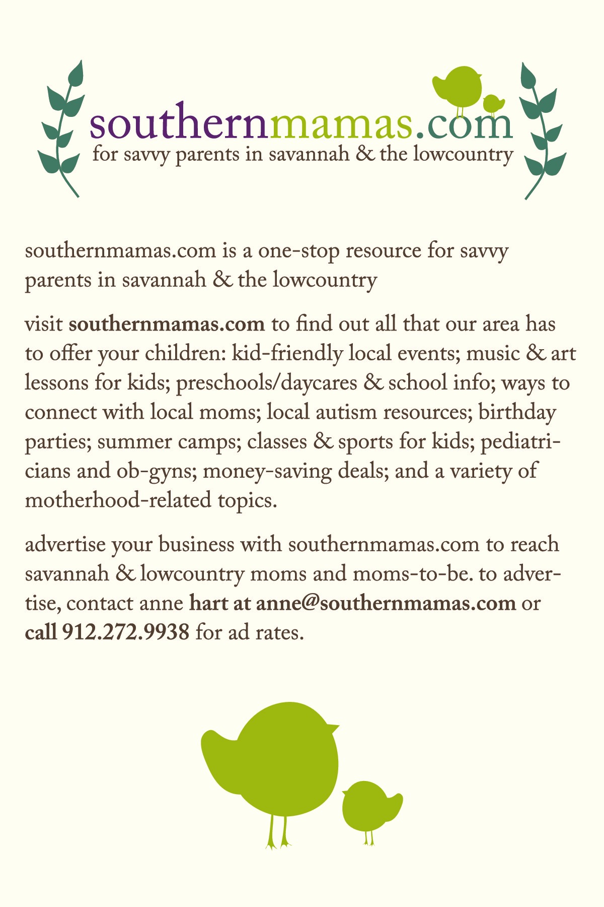 Advertise on SouthernMamas.com to reach moms in Savannah, Hilton Head Is. 