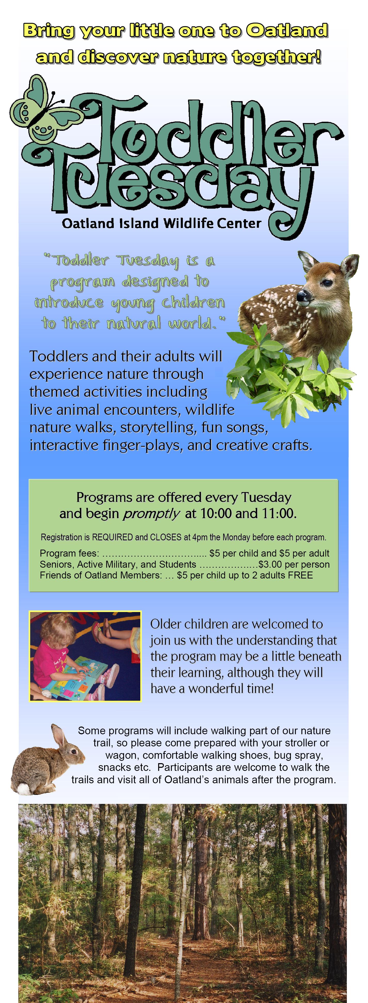 Toddler Tuesdays nature programs for kids in Savannah at Oatland Island Wildlife Center