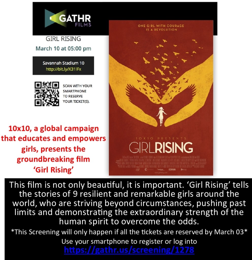 Help bring the film "Girl Rising' to Savannah