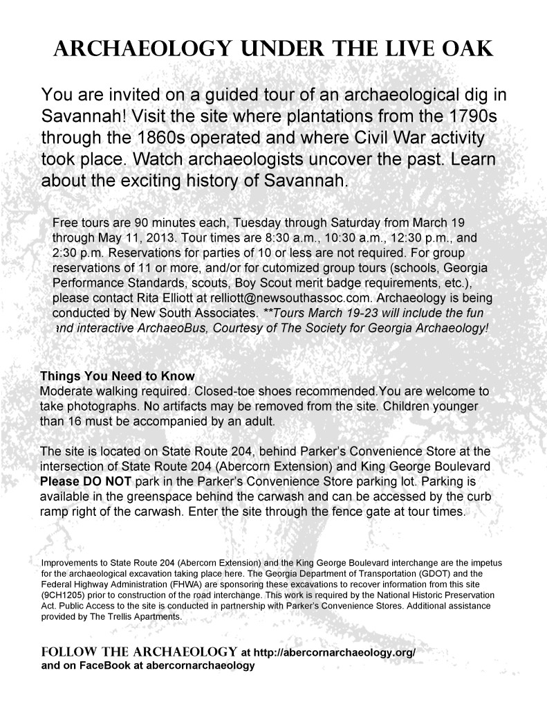 abercornarchaeology, tour an active Savannah archaeological site for FREE