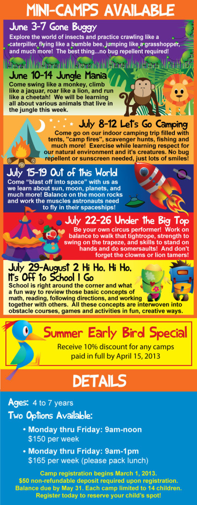 Summer camps for toddlers, preschoolers in Savannah at Tumblegym on Wilmington Island