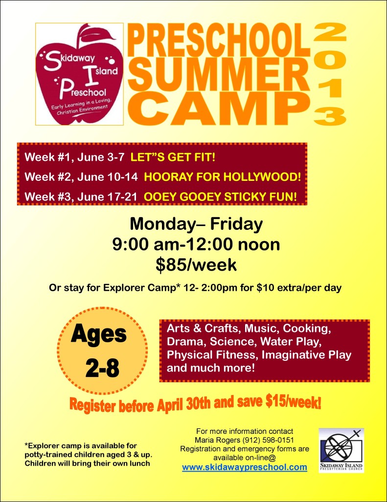 Skidaway Is. Preschool Summer Camp for ages 2-8, Savannah