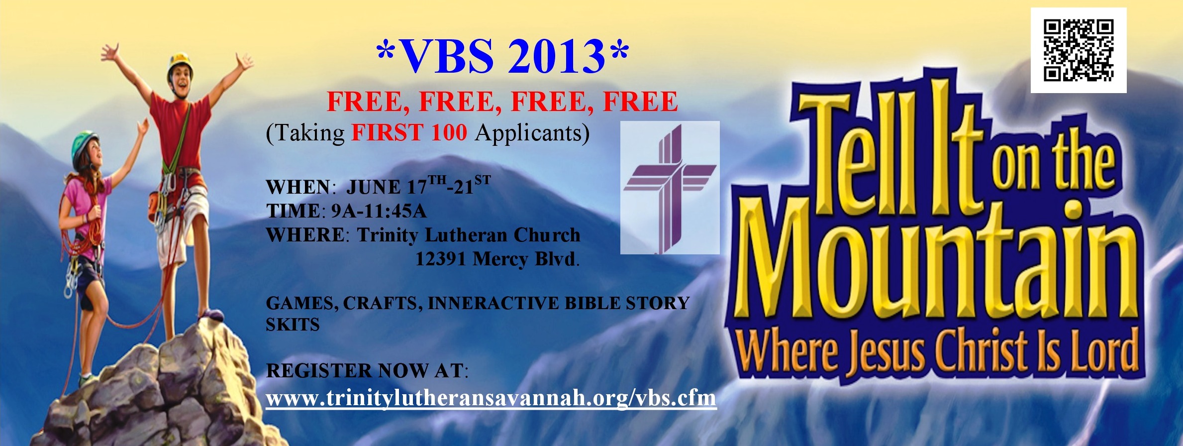 Free Vacation Bible School 2013 Trinity Lutheran Savannah