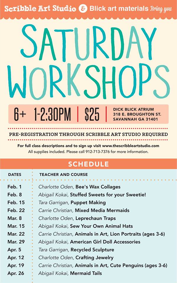 Scribble Art Studio Saturday Workshops 2014