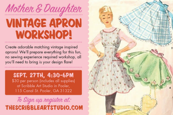 Mother & Daughter Vintage Apron Workshop Pooler Scribble Art Studio 