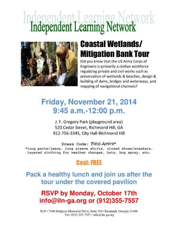 Free Coastal Wetlands field trip for Savannah homeschoolers 