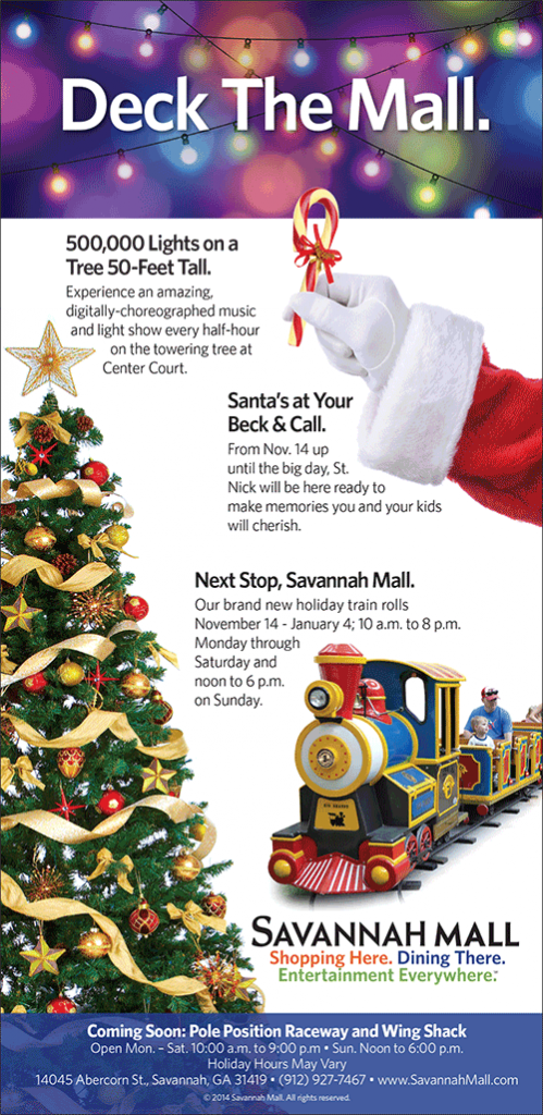 Savannah Holiday Events, Santa photos, Holiday train Savannah Mall 