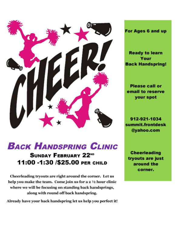 Summit Gymnastics Savannah Back Handspring Cheer Clinic 