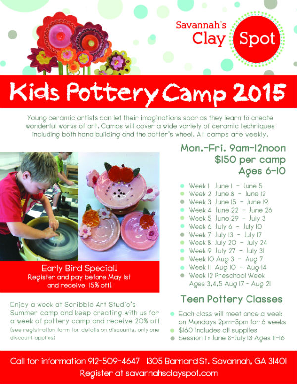 Savannah Summer Camps 2015 Kids Pottery Camp at Savannah's Clay Spot 