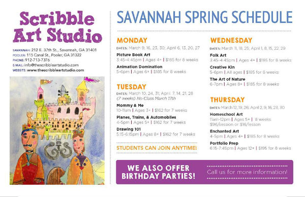 Savannah Children's Kids Art Classes Spring 2015 Pooler 