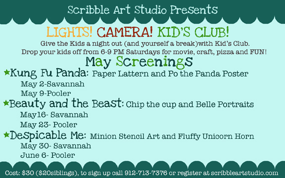 Scribble Art Studio Savannah Pooler Kids Club Parents Night Out 