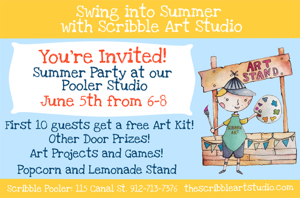 FREE Summer Party at Scribble Art Studio in Pooler 