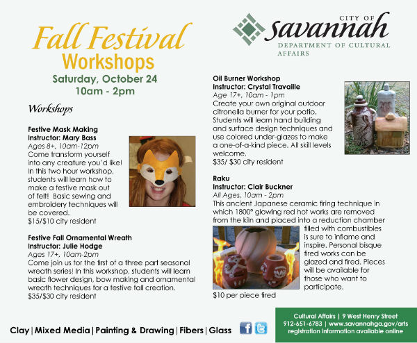 DCA Fall Festival Art Workshops Savannah 