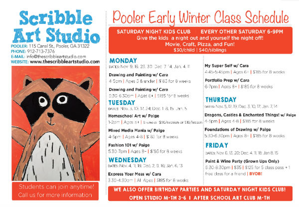 Savannah children's art classes Pooler Scribble Art Studio 