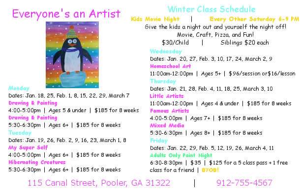 Kids' Art Lessons Pooler Everyone's An Artist Studio 