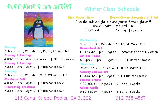 youth art classes Pooler Everyone's An Artist Studio 