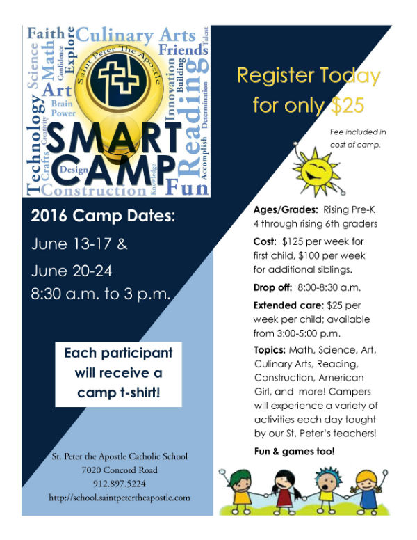 Smart Camp Savannah Summer Camps 2016 St. Peter the Apostle Wilmington Island 