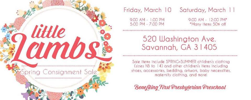 Savannah children's consignment sales Little Lambs Spring 2017