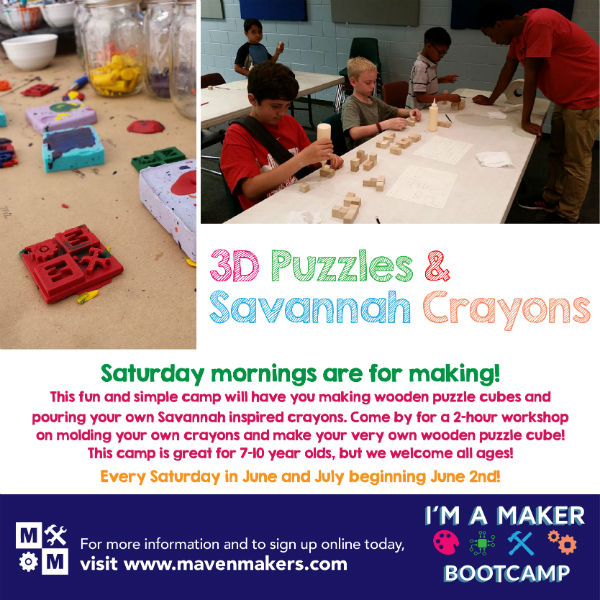 3D Puzzles Saturdays Savannah Maven Makers art maker camp 