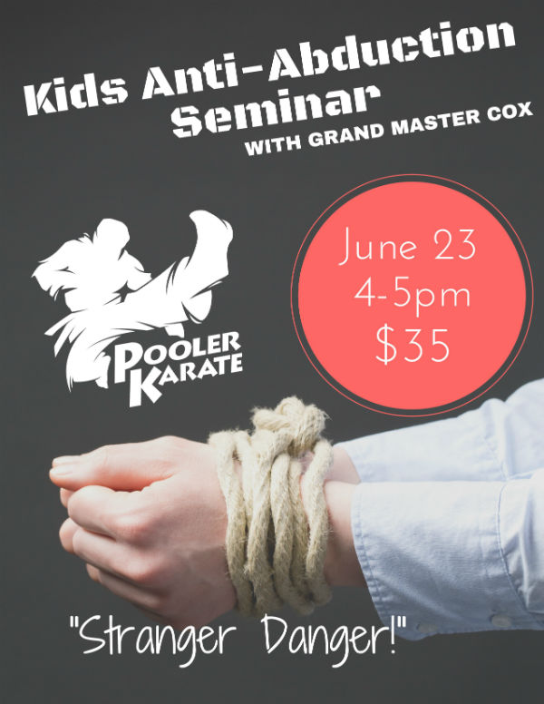 Anti-Abduction Seminar for Kids Pooler Karate 
