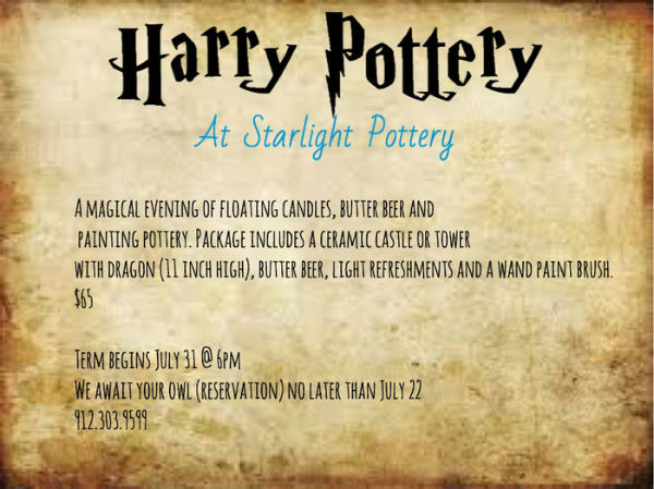 Harry Potter Savannah Starlight Pottery July 2017 