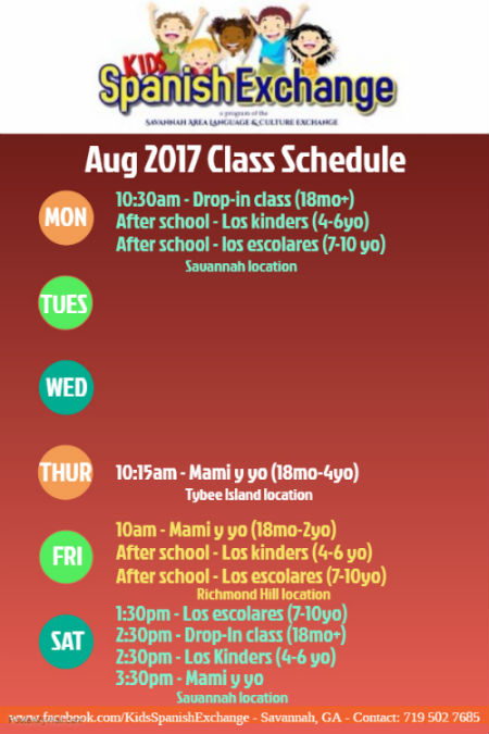 Spanish classes for kids Savannah children Tybee Is. Richmond Hill Kids Spanish Exchange