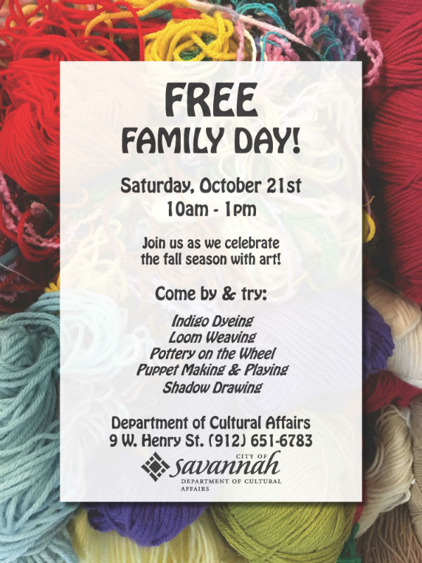 Free Family Day Department Cultural Affairs Savannah free events art 