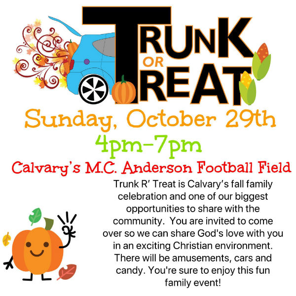 Savannah Halloween events trunk or treat Calvary Day School 