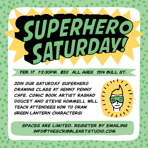 Superhero Saturday Henny Penny Art Space Cafe Savannah toddlers 