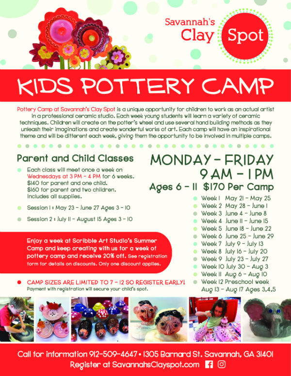 Savannah Summer Camps 2018 Pottery Clay Spot 