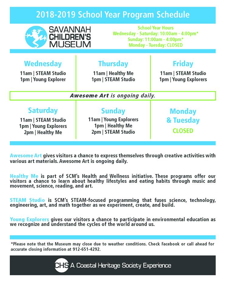 Savannah Children's Museum Daily Programs 