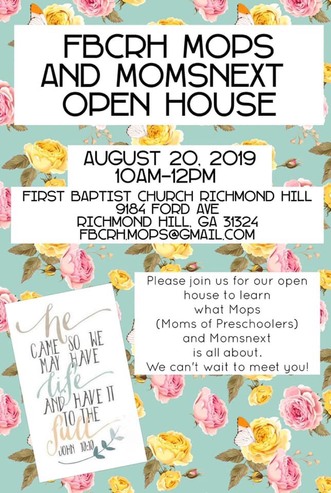 Richmond Hill MOPS 2019 Savannah moms groups preschoolers 