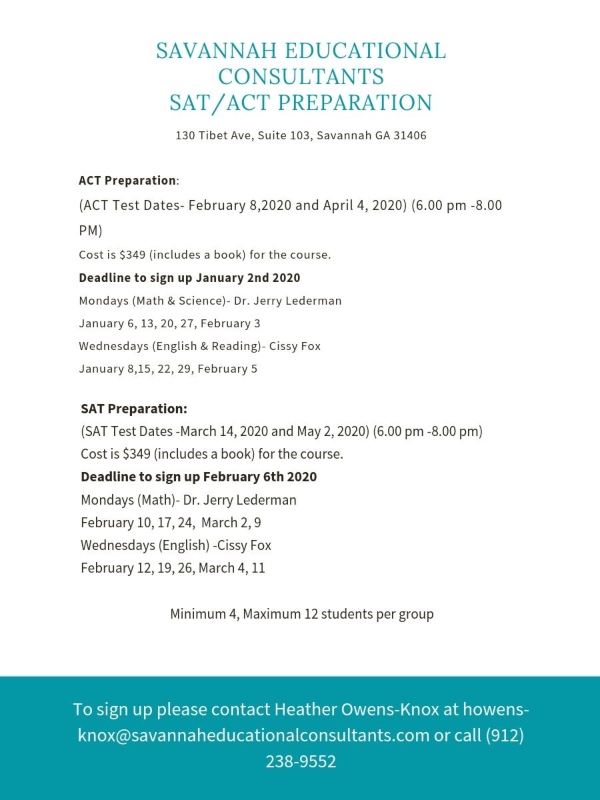sat act preparation savannah educational consultants