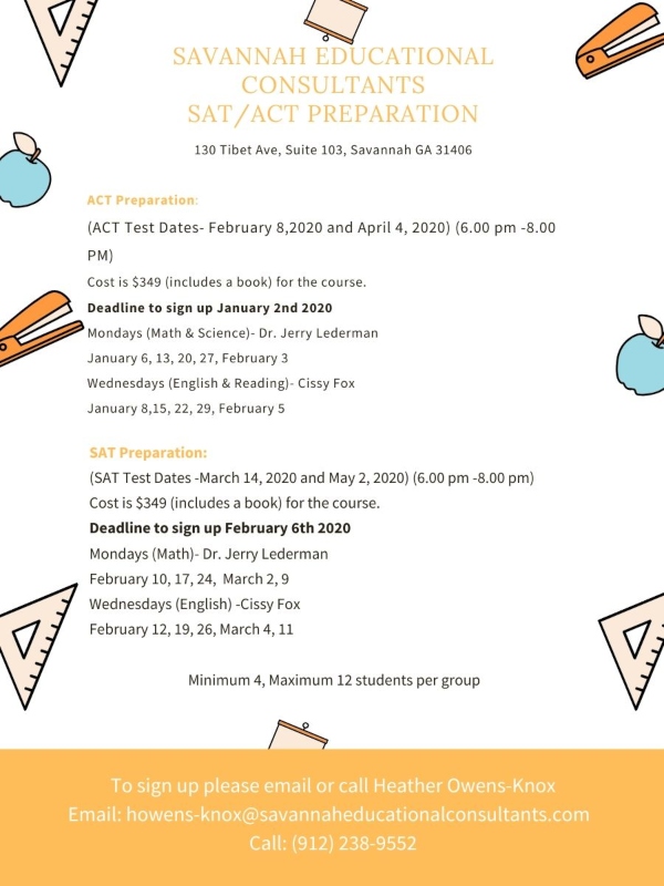 SAT Prep ACT tutoring Savannah 