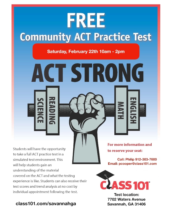 Free Community ACT Practice Test Savannah Pooler Class 101