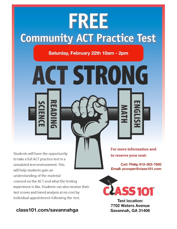 Free Community ACT Practice Test Savannah Pooler Class 101 