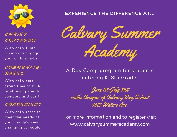 Calvary Summer Academy Savannah Summer Schools 2020