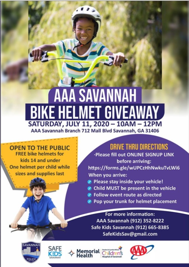 Free bike helmet giveaway in Savannah 2020 