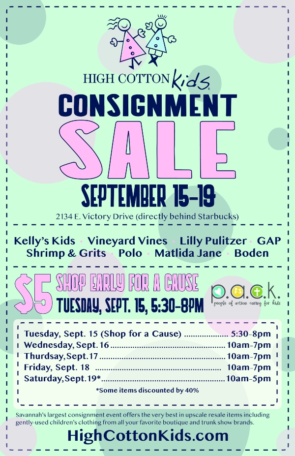 High Cotton Kids consignment Sale Savannah Fall 2020 