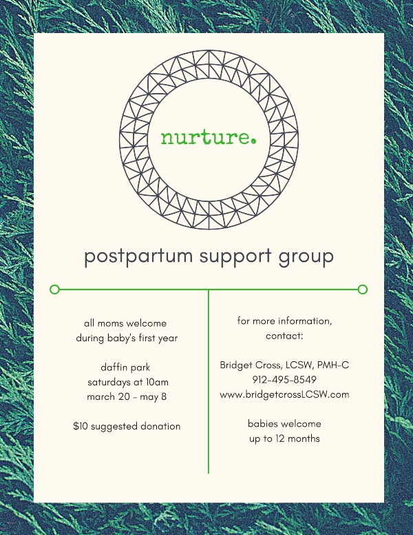 postpartum support Savannah Chatham County nuture moms groups post pregnancy 