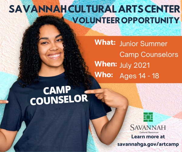 junior camp counselor opportunities jobs Savannah Cultural Arts summer 2021