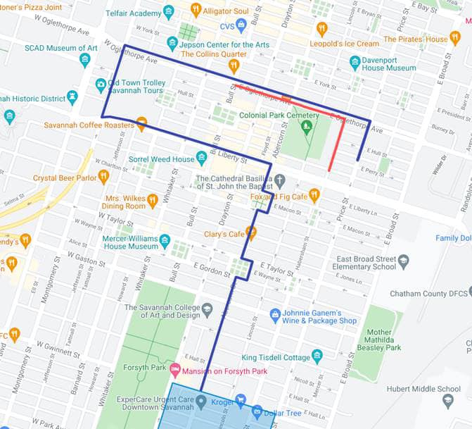 Veterans Parade Route Savannah 2021 Nov. 11 