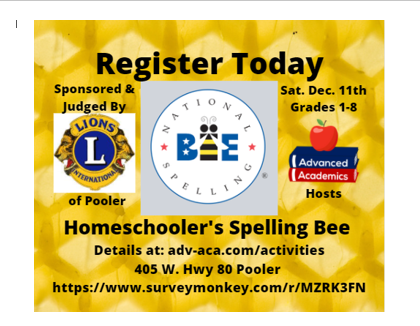 Homeschool spelling bee Savannah Pooler Advanced Academics 