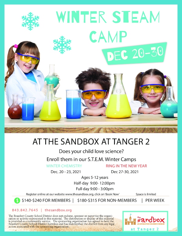 STEAM Holiday Camp Tanger Outlets Bluffton Sandbox 