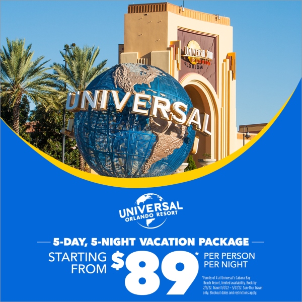 Universal vacation deal resort Two Sister Travel spring break 