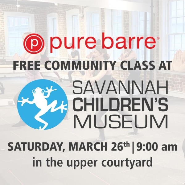 pure barre free class savannah chidren's museum 